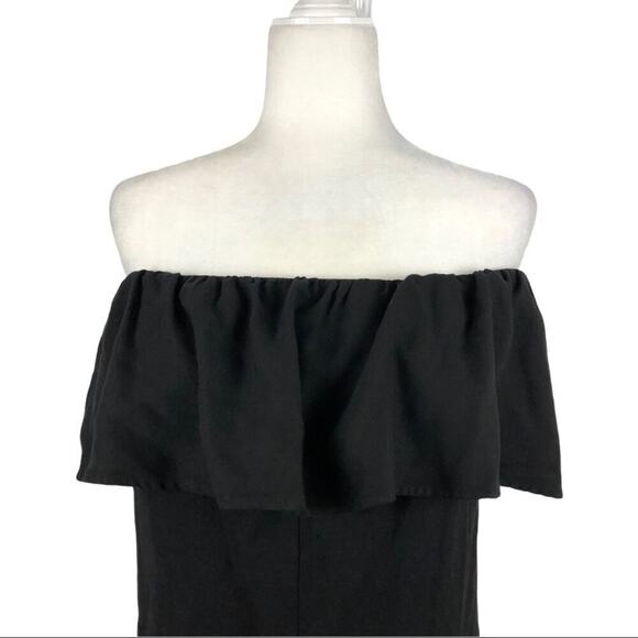 NWT Zara Bardot Off The Shoulder Short Frilled Minimalist Romper in Black XS - Picture 6 of 14